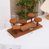 Estante de Exhibición Tipo Escalera de Madera Maciza Creativo Soporte de Exhibición de Joyería Estante de Exhibición Almacenamiento Snack Suculenta Ins