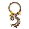Cuerda de Mano Tibetana Thangka Cuerda de Algodón Enrollada a Mano Pulsera Trenzada Ojo del Dios de la Riqueza de Cinco Vías Zakiram Tara Verde Perla Thangka