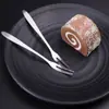 Garfo de Fruta de Aço Inoxidável\Palito de Fruta Fashion\Garfo para Sobremesa Bolo Lua Bolo Garfo e Faca para Lanche Garfo de Fruta de Dois Dentes