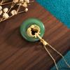 Design Estilo Chinês Pingente Peixe Koi Ouro Antigo com Jade Hetian Imitação Estilo Palaciano Colar Clavícula Moda