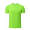 Camiseta de manga corta de color sólido de secado rápido, cuello redondo, transpirable, cómoda, versátil, unisex, con logo estampado y bordado