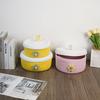 Cesta de Almacenamiento Tejida de Algodón Cesta Pequeña de Flores con Tapa Barril de Almacenamiento Portátil Tejido Caja Redonda de Escritorio para Comestibles con Tapa