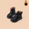 Botas Martin de Comércio Exterior para Meninas Outono e Inverno 2026 Botas Infantis com Forro de Lã Moda Botas de Couro com Pérolas Estilo Britânico Princesa Menininha