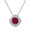 Collar de Plata de Ley 925 Transfronterizo Europeo y Americano Amazon Versátil Clásico Cuadrado Colgante Doce Piedras de Nacimiento Cuadrado Plata Moda