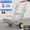 Carrinho de Mão Galvanizado em Aço Inoxidável Dobrável Carrinho de Compras Doméstico Reboque de Transporte de Bagagem Carrinho Portátil com Haste de Puxar Carga