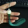 Colgante de Borla de Loto de Jade Blanco Imitación Nudo Chino Borla Marcador Estilo Chino Colgante para Abanico Accesorios para Ropa