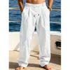 Pantalones Casuales Largos de Lino Finos Rectos de Verano para Hombre Amazon Estilo Retro Caída Sueltos Americanos Transpirables