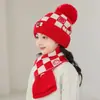 Chapéu Gorro Quente de Outono e Inverno para Bebês Meninas Chapéu de Lã Chapéu de Tricô Cachecol Masculino Proteção de Orelha Espessada Chapéu Infantil Tudo-em-Um