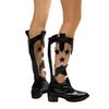 Botas Altas Transfronterizas para Mujer, Talla Grande, Nuevo Estilo Otoño e Invierno 2025, Tacón Cuadrado Transparente con Estrella de Cinco Puntas, Botas de Moda Europeas y Americanas para Mujer