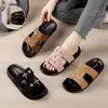 Pantuflas para Mujer Verano Ropa de Exterior 2025 Nuevo Estilo Estrella Casual Hebilla Suaves Planas de Una Tira Sandalias de Playa