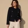 He Ying26 Otoño/Invierno Puyuan Cárdigan Corto Estilo Chanel Ajustado de Nicho Abrigo de Lana Tweed