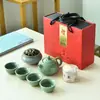 Caja de Viaje Portátil Set de Té Kung Fu Cerámica Vajilla de Té Una Tetera Cuatro Tazas Set Completo Venta al por Mayor Regalo Logo