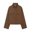 Roupas Femininas Europeias e Americanas Transfronteiriças AliExpress Venda Quente Moda Casual Estilo Europeu e Americano Roupas Femininas Jaqueta com Gola Alta