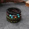 Pulseiras Artesanais com Contas Mais Vendidas na Amazon Transfronteiriça para Homens, Moda Retrô Turquesa Pulseira de Cinco Peças Casca de Coco