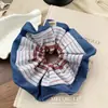 Corea del Sur Estilo Academia Vintage Anillo para el Cabello de Intestino Grande Rayado Azul Moda Estilo Alto Personalidad de Niña Coleta Tocado Accesorios para el Cabello