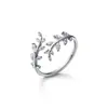 Anillo de Hoja Más Vendido Transfronterizo con Circonita Incrustada de Cobre, Anillo de Tamaño Ajustable Simple, Joyería Personalizada de Estilo Minimalista