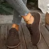 Novos tênis de treino retrô marrons transfronteiriços estilo alemão para mulheres, couro fosco, com cadarço, sapatos casuais, estilo de rua americano, versátil, tamanho grande, feminino