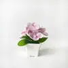 Maceta Pequeña Cuadrada Textura de Película Impresa en 3D Hortensia Planta Artificial en Maceta Decoración para Sala de Estar de Casa Flores Artificiales Falsas Abanico