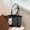 Bolsa tote xadrez moderna estilo coreano para mulheres, nova moda 2026, grande capacidade, casual, para trabalho, ombro, axila