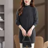 Vestido de Punto Trenzado Estilo Nuevo con Bolsillos, Holgado y Adelgazante, Capa Base Versátil, Longitud Media, Sin Cierre, Cuello Semi Alto