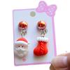 Pendientes de clip para orejas sin agujeros para niñas, aretes falsos navideños para niñas, aretes de princesas con dibujos animados