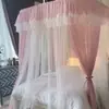Nuevo Modelo 2026 Mosquitero de Gasa Doble Capa Estilo Princesa con Riel en Forma de U y Tres Puertas, de Pie, Diseño Simple, Malla Encriptada
