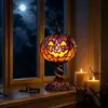 Lâmpada de abóbora de resina transfronteiriça, decoração criativa de Halloween, ornamento de luz ambiente, abóbora de artesanato de resina para mesa de casa