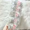 Pinza para el pelo de acetato color rosa beige estilo coreano con pelo de cachorro y pedrería brillante, accesorio dulce y femenino para el flequillo lateral