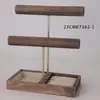 Suporte Multifuncional de Madeira Rústico Desgastado para Joias Pulseira Dupla Camada Haste para Pulseiras Base de Tecido Segmentada Rack de Joias