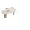 Conjunto de Mesa de Jantar e Cadeiras em Ardósia Branca Pura Cor Creme, Moderno e Simples, Adequado para Apartamentos Pequenos, Mesa de Jantar Semicircular