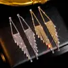 Pendientes Exquisitos de Lujo Versátiles de Cobre Puro con Pedrería y Borlas para Fiestas, Transfronterizos Europeos y Americanos
