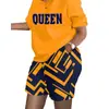 D9617 Amazon Mais Vendido Moda Casual Feminina Europeia e Americana Conjunto de Duas Peças Manga Curta com Estampa de Padrão (com Bolso)