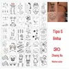 Adesivos de Tatuagem de Caveira de Novo Estilo Transfronteiriços com um Toque de Luxo, Letras Simples, Tatuagem de Flor de Rosa Inglesa, Adesivos de Tatuagem para Sobrancelha