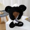 Gorro y Bufanda Integrados de Invierno para Niño, Gorro de Felpa de Panda para Niña con Protección para las Orejas, Gorro Cálido a Prueba de Frío para Niños Medianos y Grandes