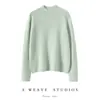 Nuevo Tejido de Cachemira de una Pieza Otoño/Invierno para Mujer, Holgado, Patrón de Enebro, Cuello Semi Alto, Color Sólido, Sencillo, Versátil, Tejido Base