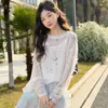 Conjunto de protección solar de verano para niñas 2026, camiseta dulce de manga larga estilo coreano y ropa de protección solar, conjunto de tres piezas para niñas mayores