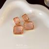 Pendientes de aguja plateada, sencillos, de alta gama, transparentes, cuadrados, de cristal, de celebridades de Internet, de moda, con diseño de nicho, nuevos pendientes para mujer.