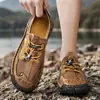 Zapatos de hombre de talla grande transfronterizos para primavera y otoño, zapatos casuales de cuero para exteriores para hombre, zapatos de malla transpirable hechos a mano, zapatos cómodos para conducir