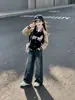 Conjunto de Roupa de Beisebol para Meninas 2026, Novo Conjunto de Duas Peças Casual Estilo Coreano de Jaqueta e Jeans de Perna Larga para Crianças Mais Velhas