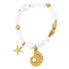 Pulseira de Verão Estilo Ins Popular Europeu e Americano com Brisa do Mar para Mulheres, Pulseira Simples de Aço Inoxidável com Fio de Pérolas