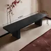 Banco largo de madera maciza nórdica, banco negro para mesa de comedor en casa, taburete de madera natural color nogal, banco para cambiarse los zapatos para tiendas de ropa