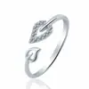 Moda de Comercio Exterior Exquisito Anillo Abierto con Diseño de Hoja Pequeña Microincrustada Anillo Ajustable Joyería de Nicho de Hoja para Mujeres
