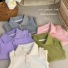 Colete de Verão para Meninas, Top Polo Ribbed Cor Sólida Tendência Estilo Coreano para Bebês e Crianças, Colete de Menina para Roupa Externa
