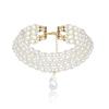 Novo Colar de Pérolas Elegante Vintage Hepburn Multicamadas Colar Choker Irregular Corrente para Clavícula Luxo Leve Feminino
