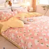 Conjunto de Cama Violeta Escovado de Quatro Peças Solteiro e Casal Capa de Edredom Estudante Conjunto de Três Peças Coração Feminino 4 Peças Lençóis de Cama Capa de Edredom