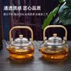 Tetera con Mango de Bambú, Tetera de Vidrio Resistente al Calor, Cafetera Doméstica para Preparar Té, Olla Saludable, Cafetera Eléctrica de Cerámica, Juego de Té