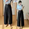 Pantalones Casuales de Algodón Tencel para Mujer, Otoño 2026, Cintura Alta, Diseño Adelgazante, Cintura Alta, Holgados, Pierna Ancha, Rectos, Nueve Puntos
