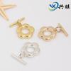 Directo de fábrica color oro 14k tipo flor ovalada cierre Ot diy pulsera de perlas collar accesorios de hebilla de joyería al por mayor