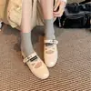 Zapatos planos de cuero para mujer con plataforma interior para aumentar la altura, nuevo estilo 2026, versátiles zapatos Mary Jane retro con tiras cruzadas y un toque deportivo