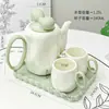 Juego de Tazas de Agua de Cerámica Estilo Crema para Sala de Estar del Hogar Hospitalidad Tetera de Flores Retro Taza de Té Regalo de Inauguración de Casa Boda